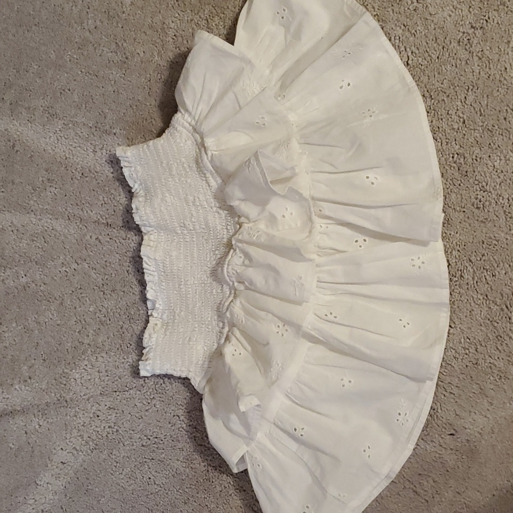Miou Muse Girl Mini Linen Skirt White Medium